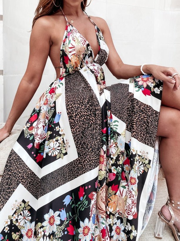 Women's Dresses Vintage Print V-Neck Sling Swing Dress - Maxi Dresses - Instastyled | Online Fashion Free Shipping Clothing, Dresses, Tops, Shoes - 22/08/2022 - 40-50 - color-black